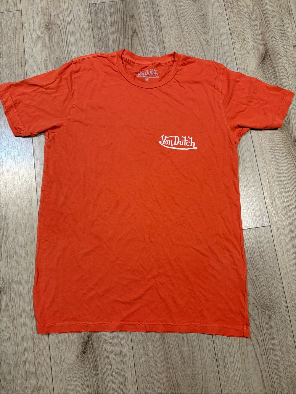 NWOT unworn/defect VonDutch Medium Oversize Fit Orange/White Logo Crewneck Shirt